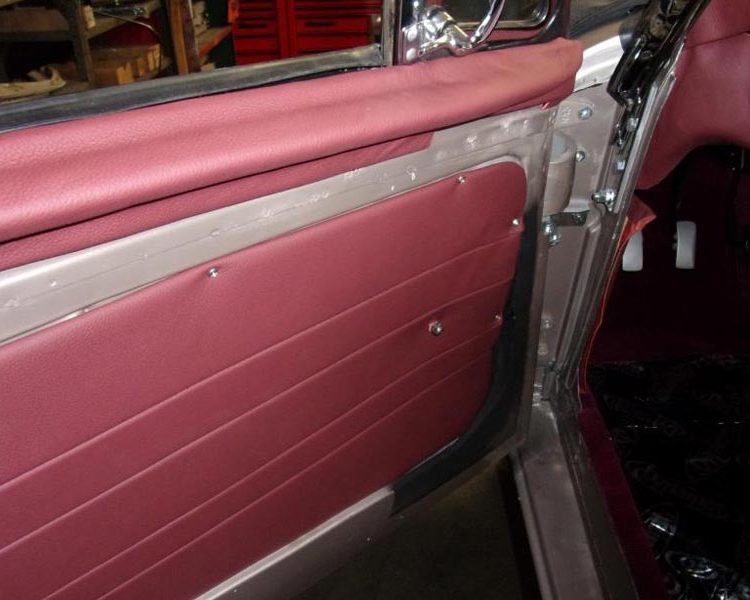 Austin Healey BJ7 trimmed with Maroon Full Leather Inner Door Panels and Upper Door Panels