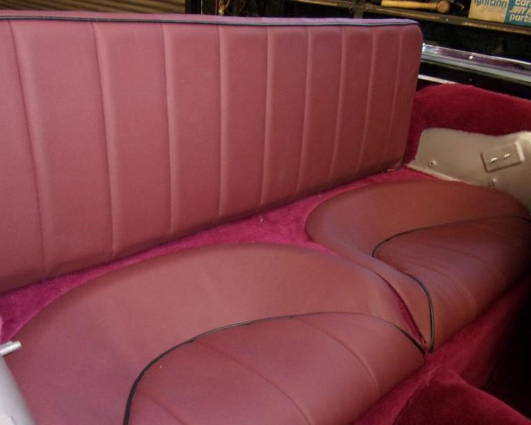 Austin Healey BJ7 trimmed with Maroon Full Leather Rear Seats and Maroon Wool Carpets
