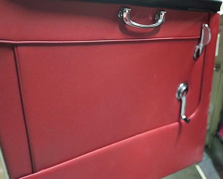 Austin Healey BJ8 trimmed with Cherry Red Vinyl Door Panels