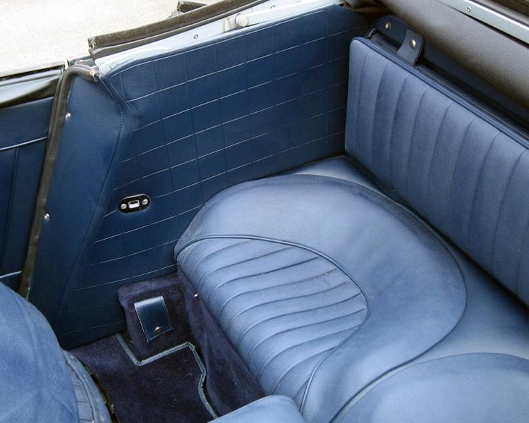Austin Healey BJ8 trimmed with AH Blue Vinyl Panels and LeatherFaced Rear Seats