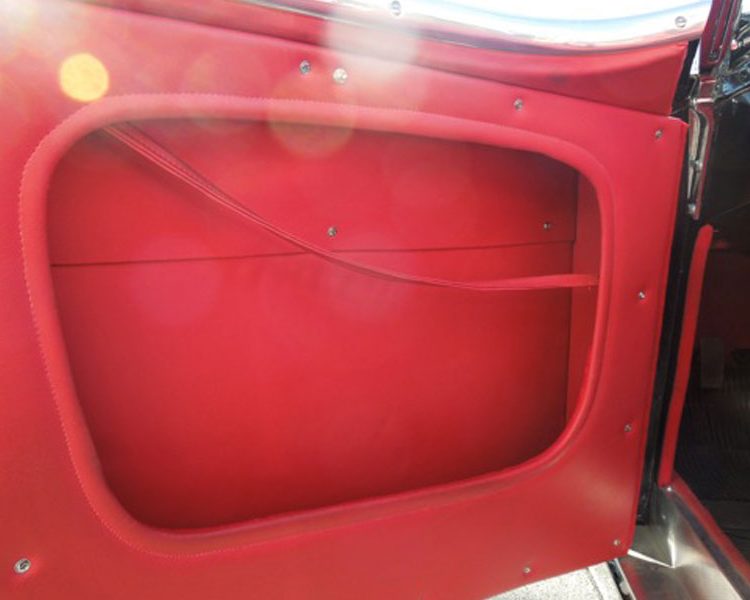 Austin Healey BN2 Door Panel in Bright Red Vinyl with Red Furflex edging