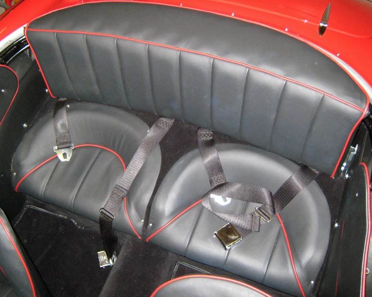 Austin Healey BN4 trimmed with Black Vinyl Panels, Black LeatherFaced Rear Seats with Cherry Red Piping and Black Wool Carpet