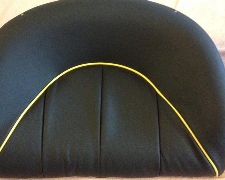 Austin Healey BN4 Black LeatherFaced Rear Seat with Yellow Piping