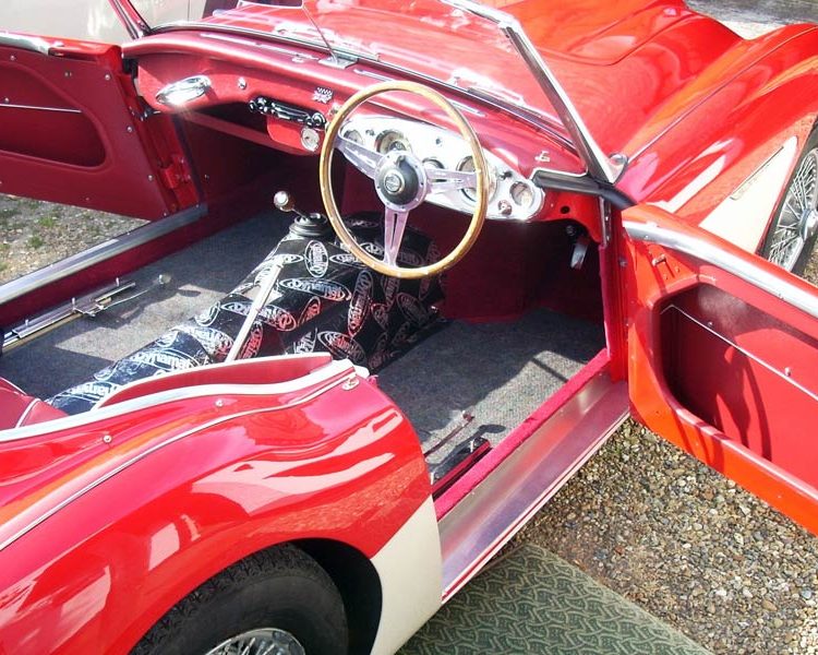 Austin Healey BN4 trimmed with Cherry Red Vinyl Main Door Panels & Inner Door Panels
