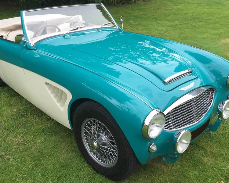 Austin Healey BT7 trimmed with Ivory Leather Panels and Seats with British Racing Green Piping and Dark Green Wool Carpet