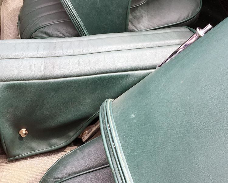 Austin Healey BN1 LeatherFaced Front Seats and Centre Cushion Armrest in British Racing Green