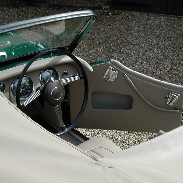 Triumph TR2 fitted with Beige PVC Everflex Tonneau Cover, and Vinyl Door Panels.