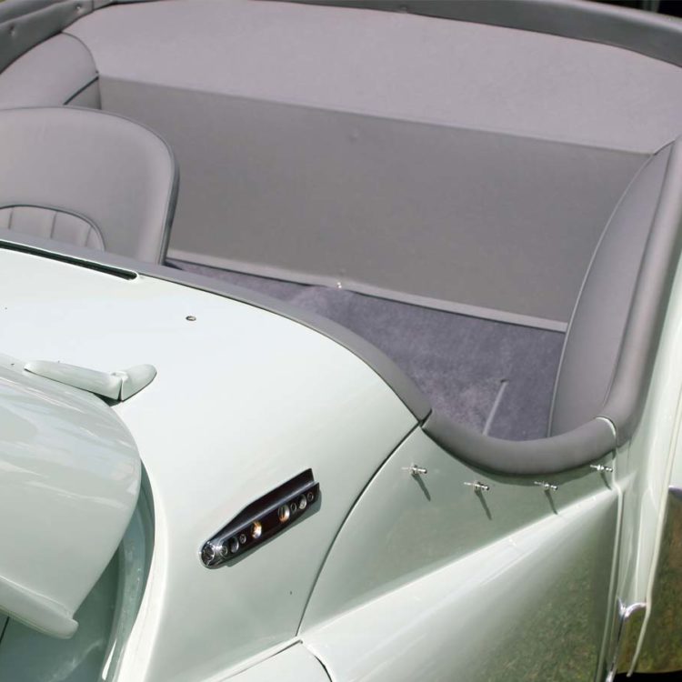 Triumph TR2 fitted with Saville Grey Leather Cappings, Seats, and Vinyl Bulkhead Panel.