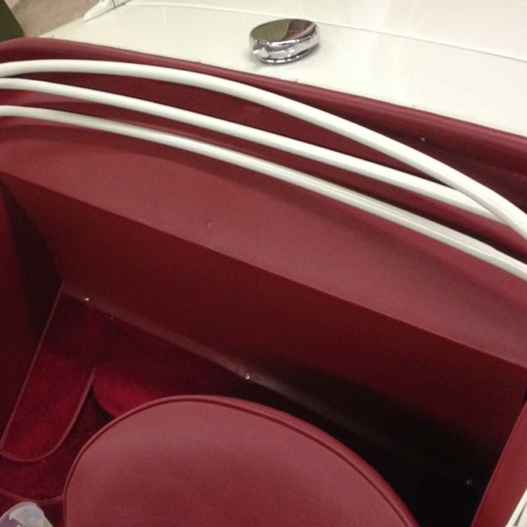Triumph TR2 fitted with Maroon Vinyl Rear Bulkhead Panel & Wheelarch Covers.