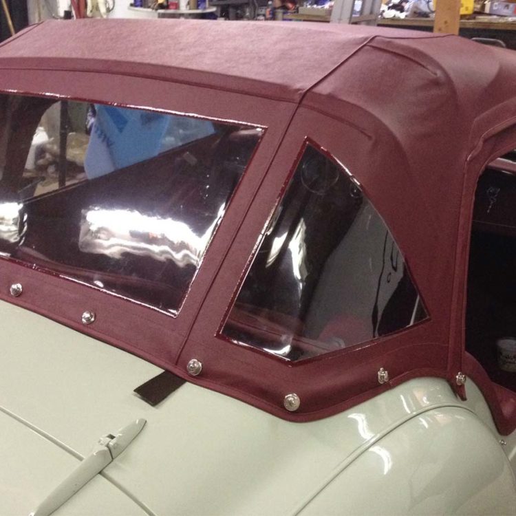 Triumph TR2 fitted with Maroon PVC Everflex Soft Top Convertible Hood.