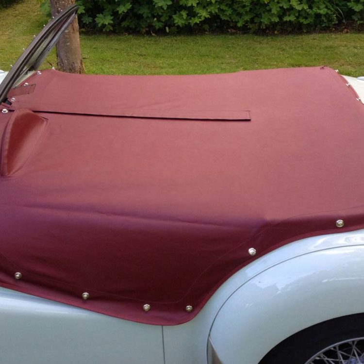 Triumph TR2 fitted with Maroon PVC Everflex Tonneau Cover.