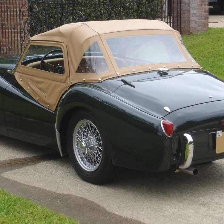 Triumph TR2 fitted with Sand PVC Everflex Soft Top Convertible Hood and Sidescreen Units.