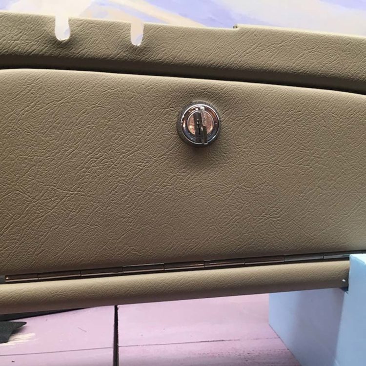 Triumph TR3 fitted with a Stone Doeskin Vinyl Glove Cubby Box Lid Cover.