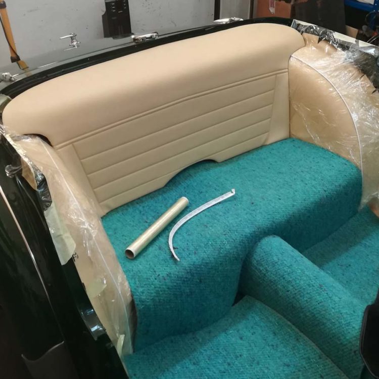 Triumph TR3A/B fitted with Magnolia Vinyl Rear Bulkhead & Wheelarch Covers, & Jute Felt Soundproofing.