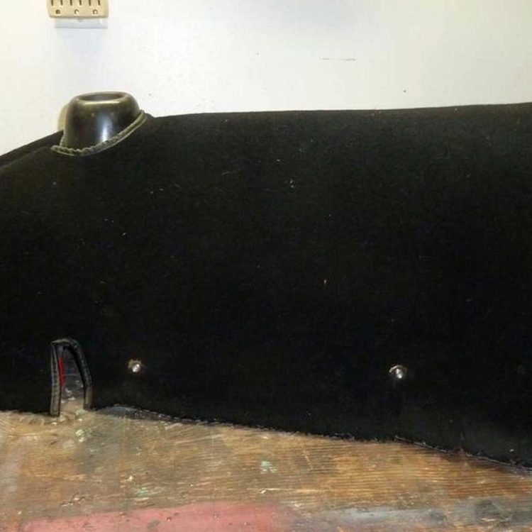 Triumph TR3A Gearbox Tunnel trimmed in Black Wool Carpet.