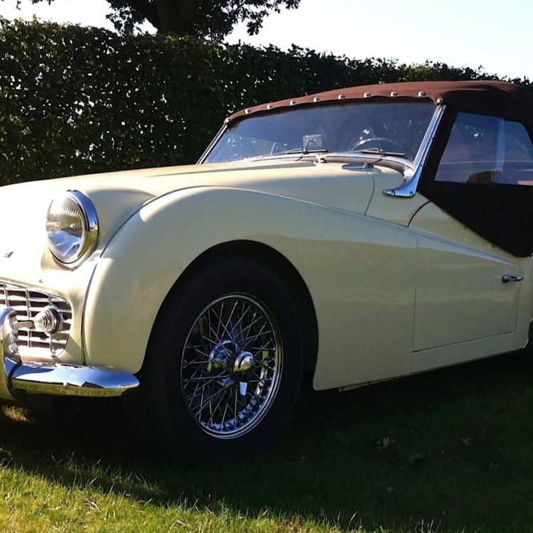 Triumph TR3A/B fitted with Dark Brown Deluxe Mohair Canvas Soft Top Convertible Hood and Sidescreen Units.