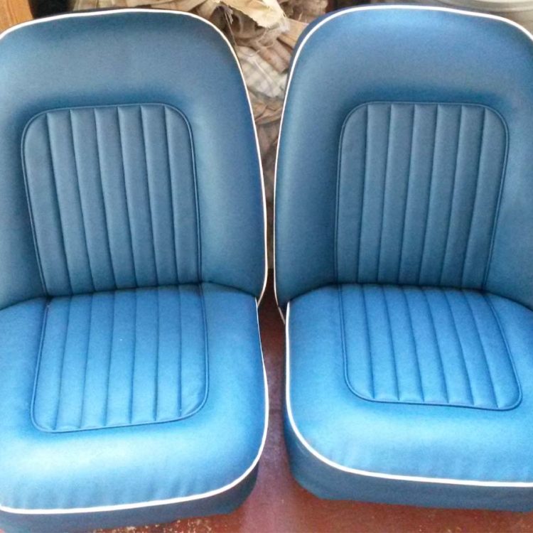 Triumph TR4A Front Seats trimmed in Midnight Blue Vinyl Covers.