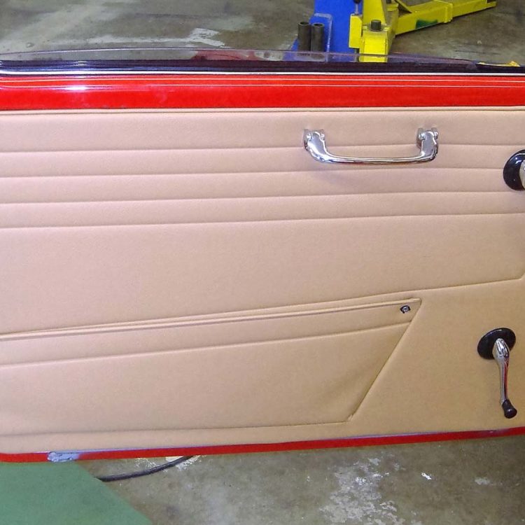 Triumph TR4A fitted with Biscuit Light Tan Vinyl Door Panels.