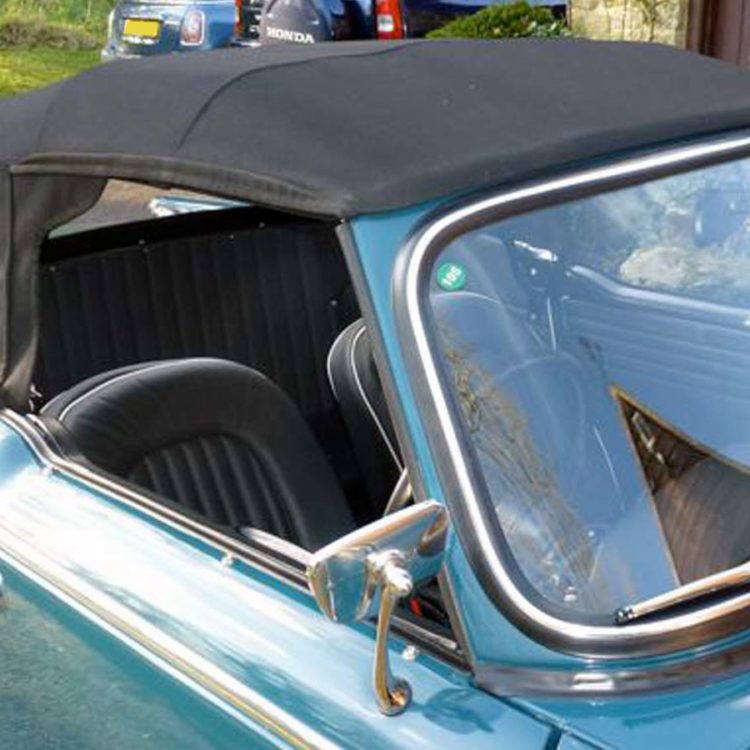 Triumph TR5 / TR250 fitted with a Black Deluxe Mohair Canvas Soft Top Convertible Hood.