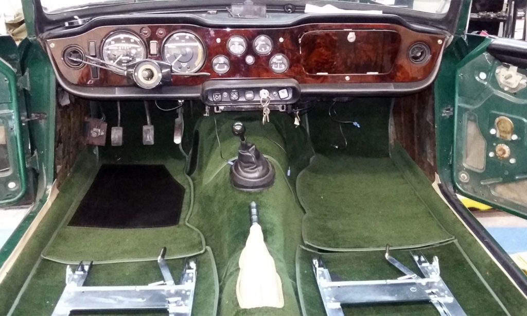 Triumph TR5 / TR250 fitted with a Dark Green Nylon Carpet Set.