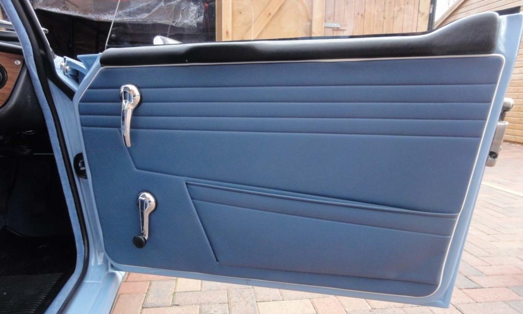 Triumph TR5 / TR250 fitted with Shadow Blue Vinyl Door Panel Assembly Panels.