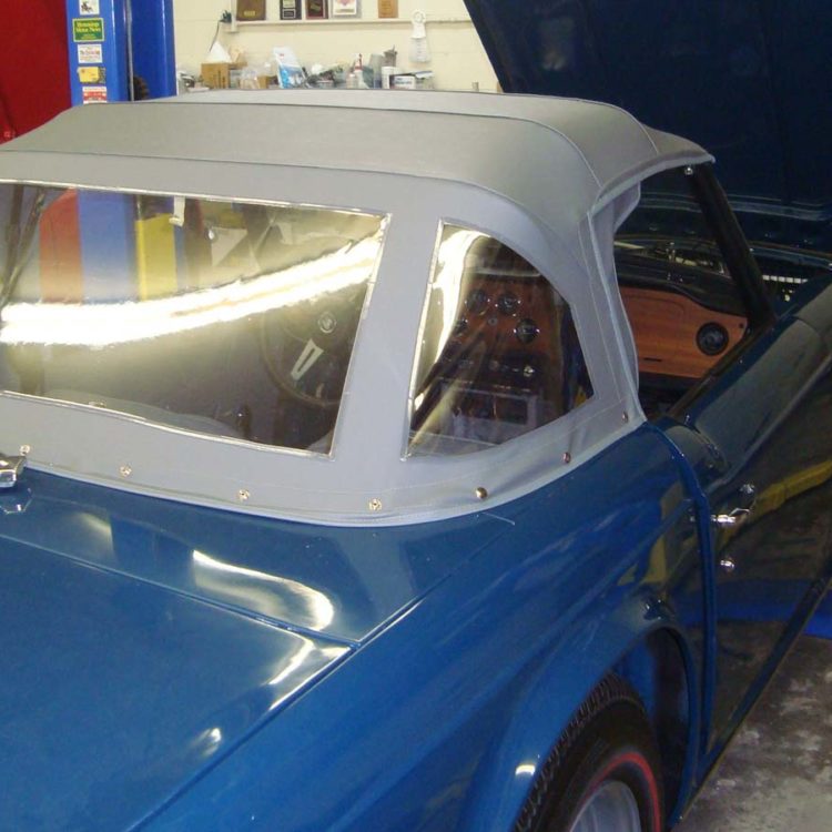 Triumph TR6 fitted with a Grey PVC Everflex Soft Top Convertible Hood (No Zip Window Spec - Customer Request).