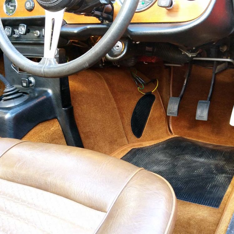 Triumph TR6 fitted with New Tan Wool Carpets.