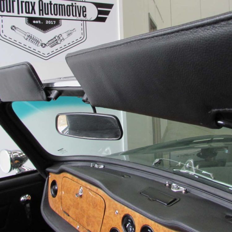 Triumph TR6 fitted with Black Leather Sunvisor Units.