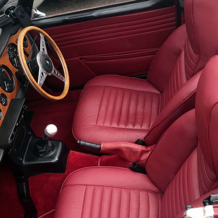 Triumph TR6 fitted with Matador Red Leather Front Seat Covers (Pre CC50k).