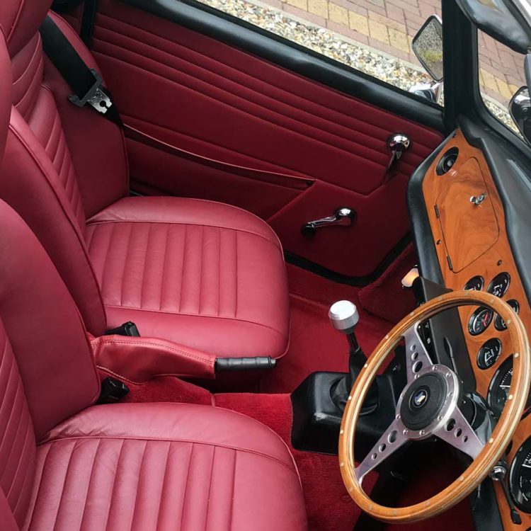 Triumph TR6 fitted with Matador Red Leather Front Seat Covers (Pre CC50k).