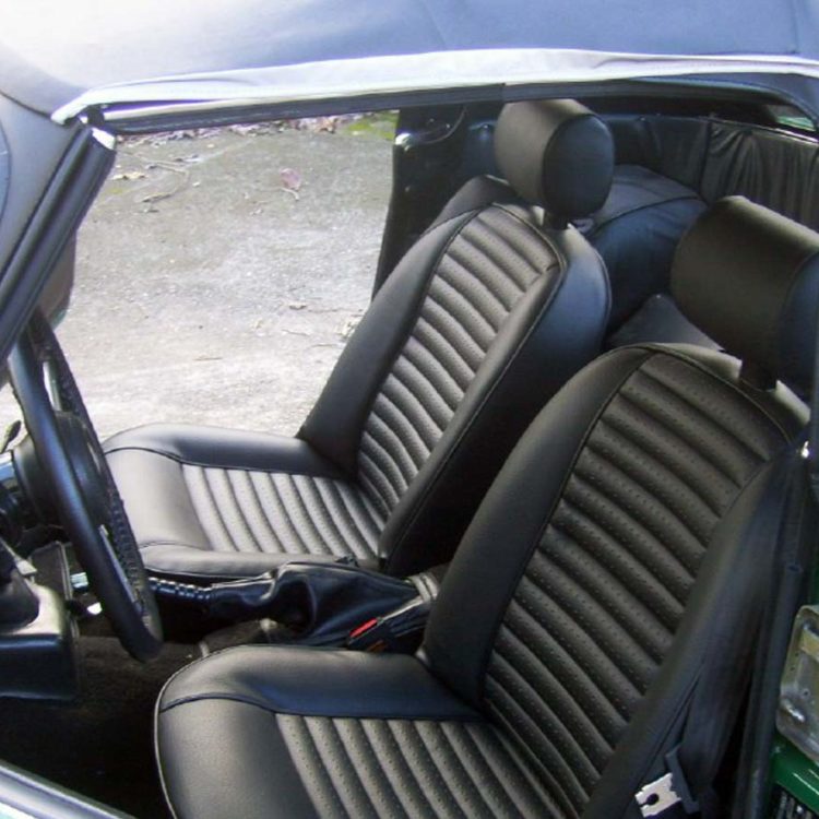 Triumph TR6 fitted with Black "RG" Vinyl Front Seat & Headrest Covers (CF/CR).