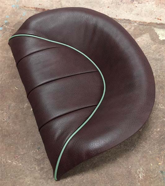 Austin Healey BN4 Rear Seats trimmed in Chestnut Brown Full Leather with Porcelain Green Piping.