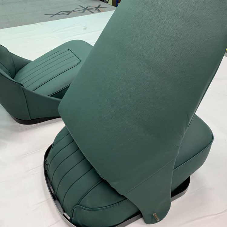 Austin Healey BN4/BN6/BN7/BT7BJ7 Front Seat Cushions & Backrests fully trimmed in BRG Leather.