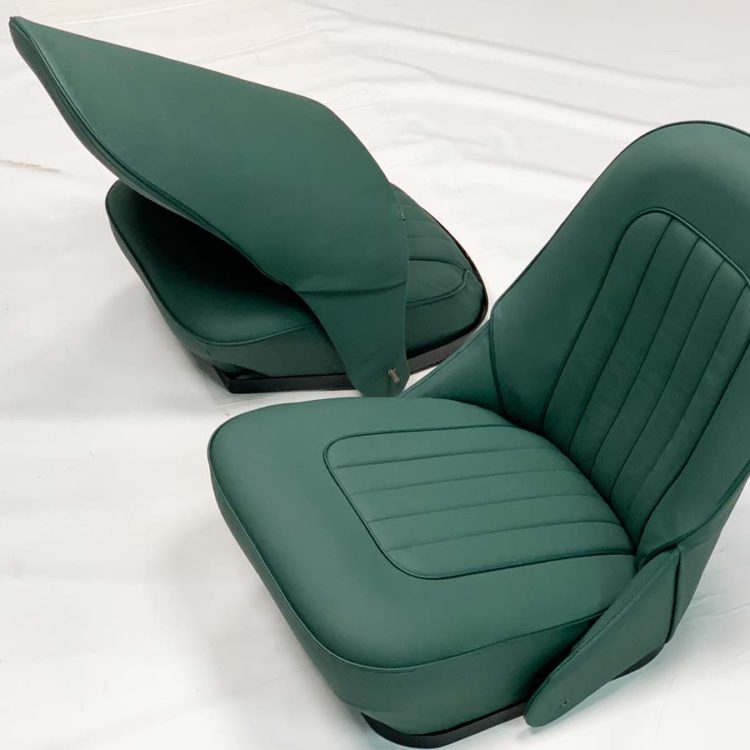 Austin Healey BN4/BN6/BN7/BT7BJ7 Front Seat Cushions & Backrests fully trimmed in BRG Leather.