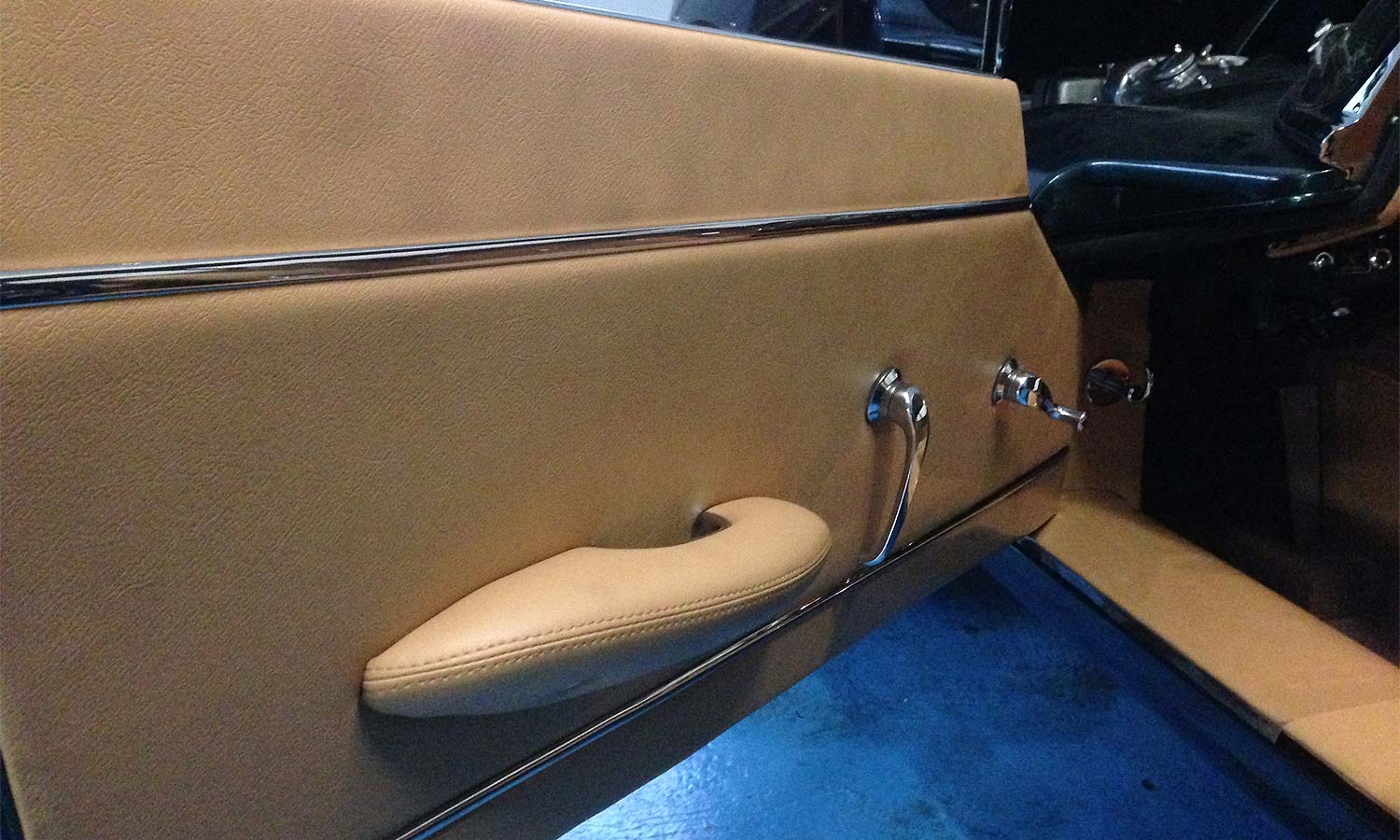 Noir Surpiqûres Manuel Centre Console Trim Leather Cover Fits Jaguar E Type V12