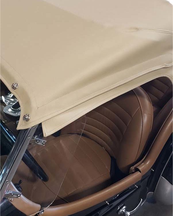 Triumph TR3A fitted with a Beige Mohair Soft Top Convertible Hood.