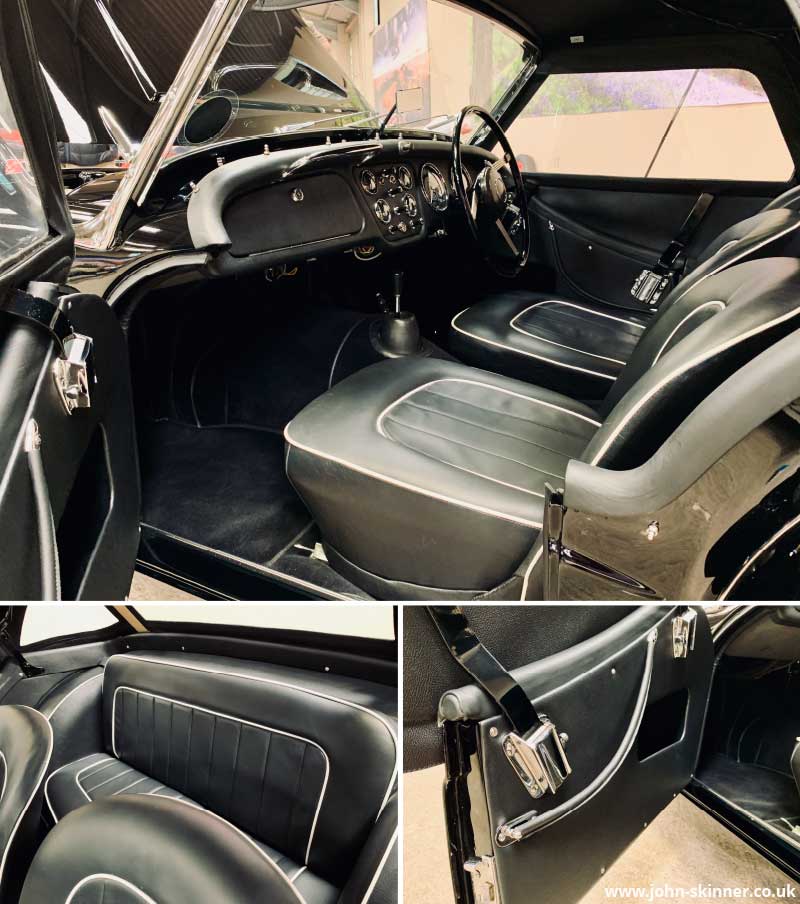Triumph TR3 trimmed with Black Connolly Vaumol Leather Panels and Seats with White Piping