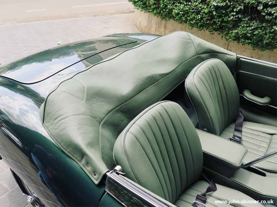 E Type OTS 4.2ltr trimmed with Suede Green Full Leather Seats, Panels and Hood Frame Envelope Cover